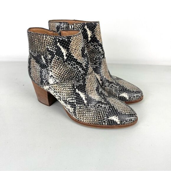 Madewell Snakeskin Print Leather Rosie Ankle Boots Women's Size 7.5 - Picture 1 of 9